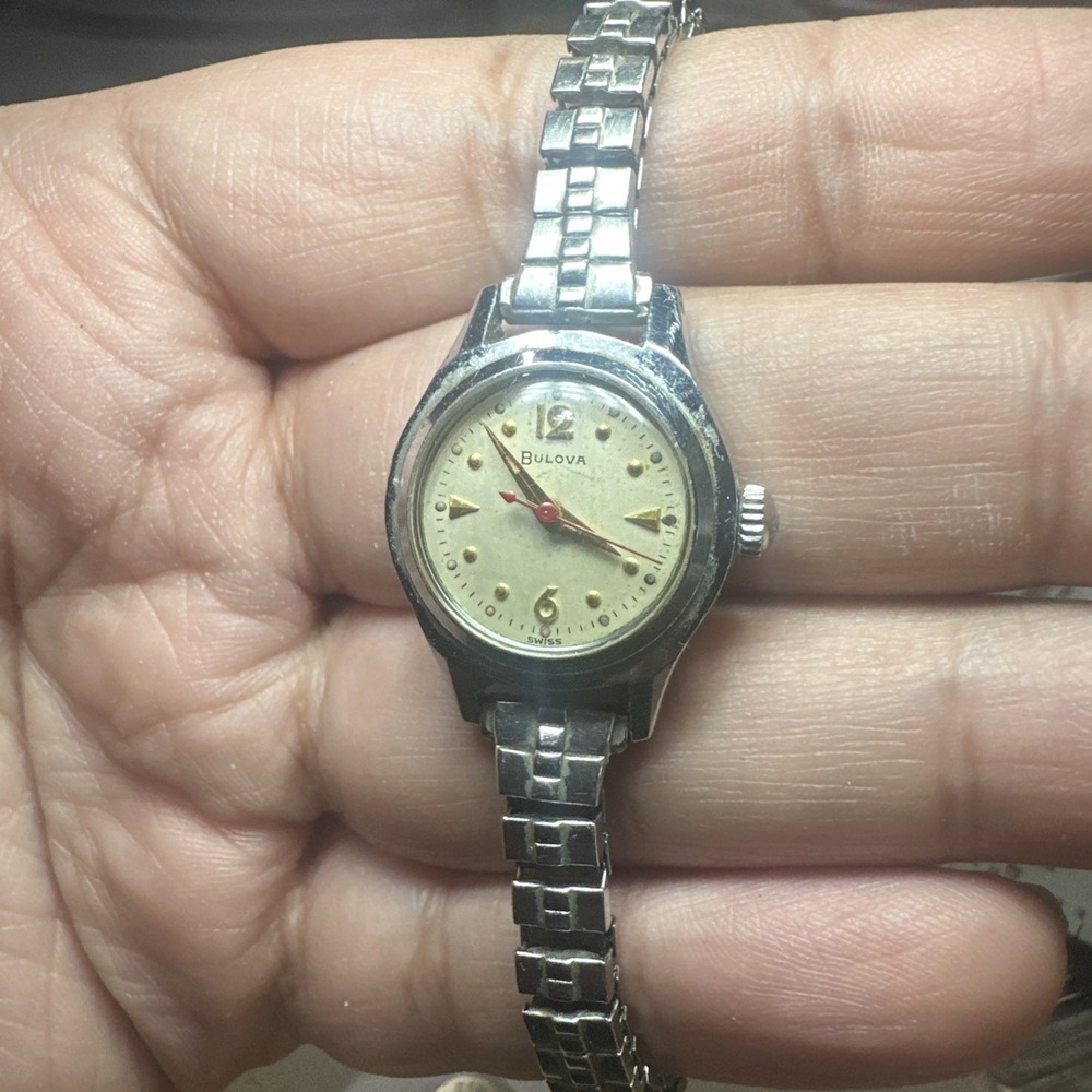 Works VTG BULOVA 1950's Mermaid Ladies watch Swiss Manual wind 21mm Fit 7in RARE